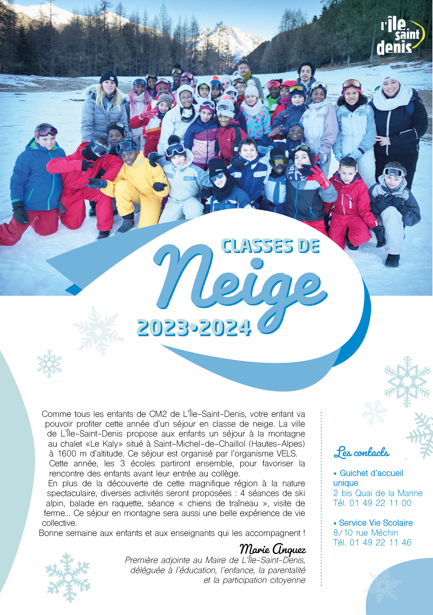 Classes de neige 20232024 inscriptions ouvertes jusqu’au 10 novembre